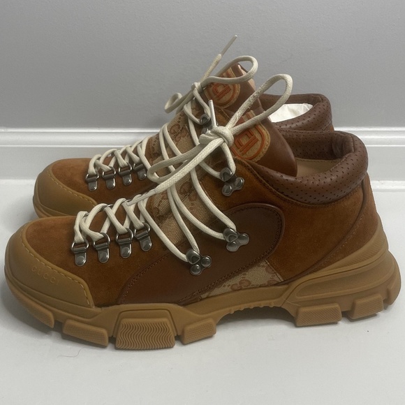 Gucci Sega Flashtrek Brick Red/Brown Leather Trim Midtop Boots Italy Sz 9 521680 - Picture 7 of 16